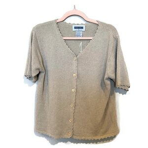 Vintage 90s Sag Harbor Knit Silk Blend Top in Beige